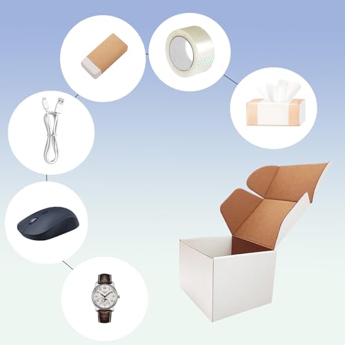 6x5x4 inch Shipping Boxes Set of 25, White Kraft Corrugated Cardboard Box - size: 6x5x4-25 Pack