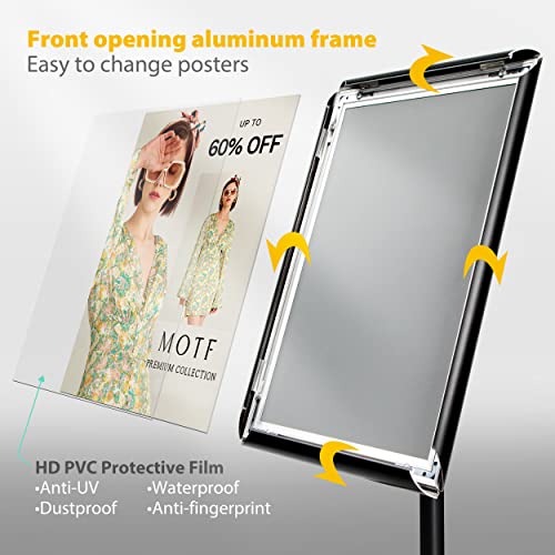 11"x17" Pedestal Poster Sign Holder Stand with Heavy Duty Solid Steel Base, Adjustable Floor Standing Sign Holder for Vertical and Horizontal View Sign Super Stable Displayed Stands, Black - color: Black, size: 11"x17"-1Pcs