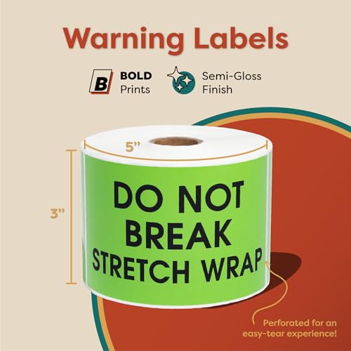 Aegis Adhesives - 3" X 5" Do Not Break Stretch Wrap Stickers (500 Labels) - color: Green (Do Not Break Stretch Wrap)