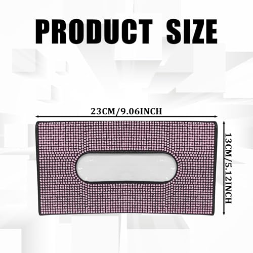 Bling Car Sun Visor Tissue Box Holder, Napkin and Face Mask Storage Box for Cars, Upgraded PU Leather Tissue Box with Crystal Rhinestones, Car Decoration Accessories for Women (Pink) - color: Pink