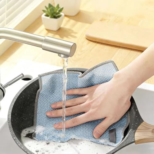 Scratch-Free Heavy-Duty Cleaning Cloth, Multi-Purpose Metal mesh dishwashing Cloth, Suitable for Kitchen, Tableware, pots, Pans, Sinks, Size 7.87 x 7.87 inches (10pcs(Random Color)) - color: 10pcs(random Color)