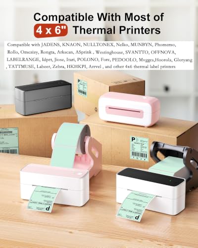 Phomemo 4x6 Thermal Labels for Shipping Label Printer 500PCS Water/Oilproof - color: Green, size: 4x6*500