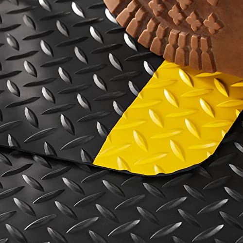 Consolidated Plastics Heavy Duty Diamond Plate Anti-Fatigue Mat - Thick Sponge Base - Standing Support for Leg & Back Pain - size: 3' x 5'