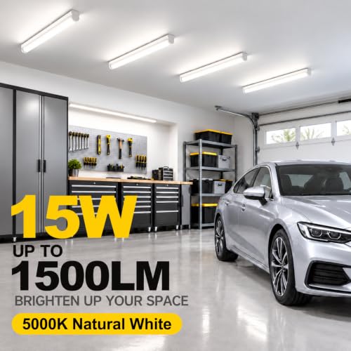 LightingWill LED T5 Integrated Fixture 3FT 15W 5000K Natural White, Linkable LED Shop Light, Under Cabinet & Ceiling Light, Corded Electric with Built-in On/Off Switch, 4-Pack for Garage, Kitchen - color: Natural White, size: 3FT-4Pack