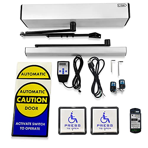 Olideauto 120B Automatic Door Opener for Swing Door with Wired Wireless 2-in-1 Stainless Steel Handicap Push Switch