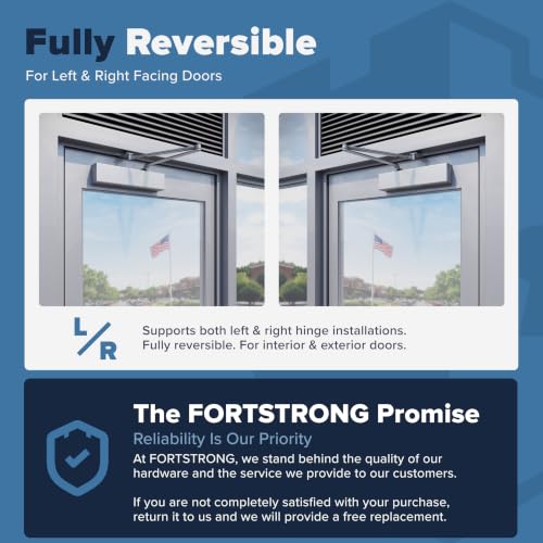 Commercial Door Closer FH-8400 Heavy Duty Adjustable Grade 1 Standard Automatic Door Closing Hinge - ADA Compliant UL & CUL UL10C Listed - Aluminium Finish - High Traffic (Silver) - color: FH-8400