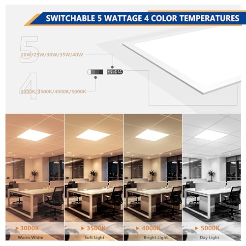 2x2 LED Drop Ceiling Light Panel,6000LM Sensor-Ready,ETL 6 Pack - size: 2x2-6Pack