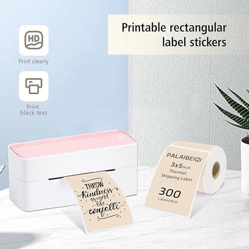 3x5 Inch Thermal Labels,Rectangle Sticker,300PCS Water & Oil Proof Shipping Labels with Strong Adhesive,Compatible with Zebra & Rollo,for Moving Boxes,Small Business & Inventory,Light Brown - color: Light Brown