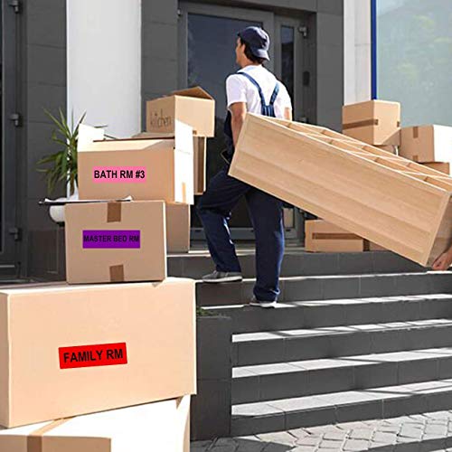 AveneMark 960 Count Home Moving Color-Coded Labels - 16 Rolls House Fragile Stickers, 4 Bedroom Blank Packing Labels for Box Supplies, 60 Labels per Roll, 1" x 4.5"