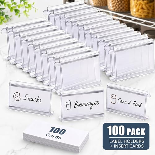 Kathfly 100 Pcs Plastic Wire Shelf Label Holder Clips Compatible with Metro