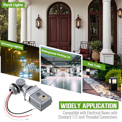 4 Pack Photocell Sensor for Outdoor Lights, 120VAC 50/60 Hz
