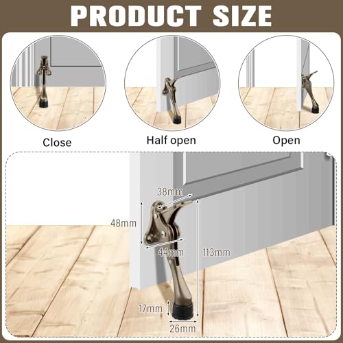 Chumia Heavy Duty Kick Down Door Stopper Metal Doorstop, Bronze, 12 Pcs - color: Bronze