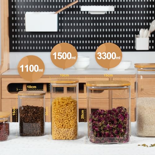D2scrma 37oz/115oz Square Glass Storage Containers with Lids 2-Pack - size: 115oz*1/37oz*1