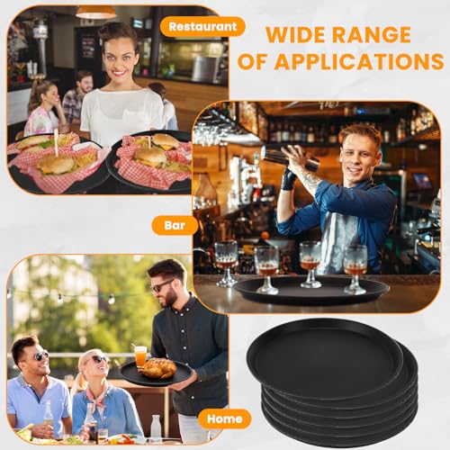 12 Pcs Black Restaurant Serving Trays Bulk, Round Tray, 16 Inch - size: 16 Inch