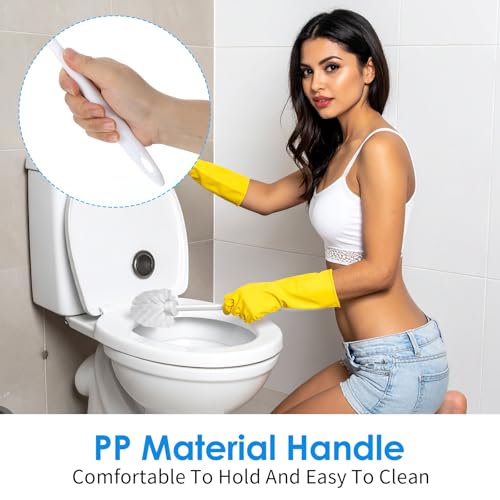 15 Pcs 14.6 Inch White Plastic Toilet Brush, Commercial Heavy Duty Toilet Bowl Cleaner with Long Handle for Bathroom Cleaning