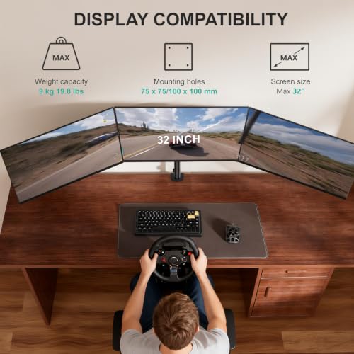 WALI Triple Monitor Mount for 13-32 inch Screens, up to 19.8 lbs per Arm - color: Black (Triple), size: 13" to 32"