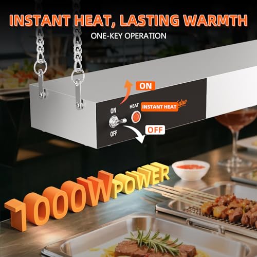 Food Heat Lamp, 36 Inch Commercial Food Heat Lamp Strip Heater, Stainless Steel Heat Lamp for Food, 1000W Infrared Food Warmer for Buffet, Cafeteria, Restaurant, Kitchen - size: 36 Inch