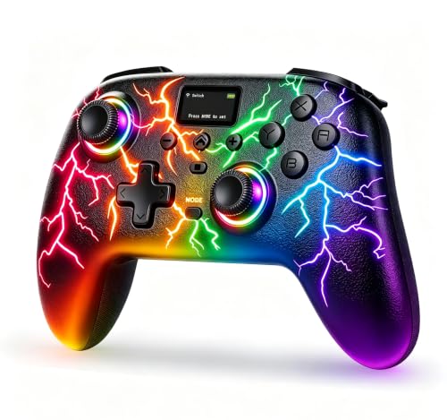 Exilapsire Wireless Game Controller with Touch Panel | Works for PC/Switch/Switch 2/iOS/Android, Hall Effect Joystick & Trigger, RGB Illumination, Customizable Buttons - color: Mystic Black