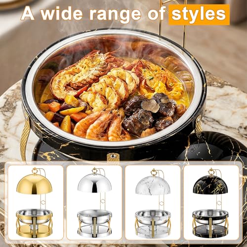 2Pack 8QT Gold Chafing Dishes for Buffet– Luxury Stainless Steel Round Chafer Set with Hanging Lid, Elegant Party Food Warmer for Weddings, Catering & Events (Gold, 8Qt*2Pack) - color: Gold, size: 8Qt*2Pack