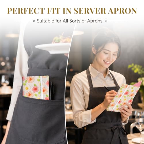 Server Book,7 Pocket Zipper Organizer,Server Books for Waitress - color: Flower 1