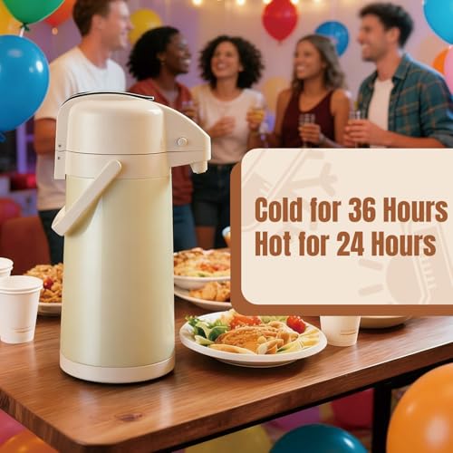 Coffee Dispenser with Pump, 84.5 oz Airpot Carafe, White, 1 Count - color: White