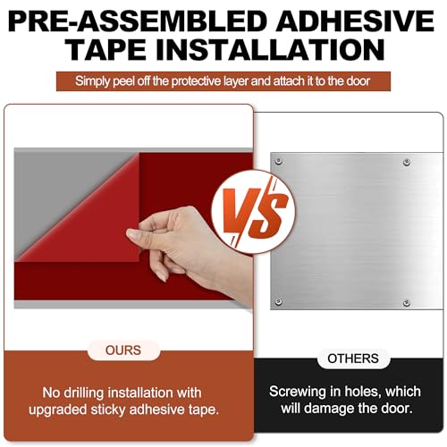 2 PCS 8" x 34" Self Adhesive Brushed Door Kick Plate for 36" Door Bottom - color: Brushed Black, size: 2 PCS