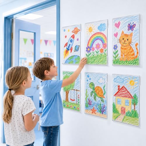 16 Pcs 8.5 x 11 Acrylic Sign Holder Wall Mount with Tape Adhesive - style: 16 Pcs-8.5×11 Inch-Vertical