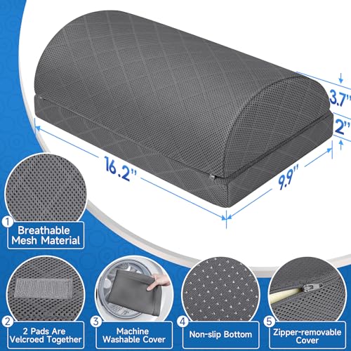 CushZone Foot Rest for Under Desk at Work, Grey - color: Grey, size: Medium