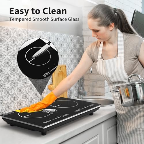 VBGK 2 burner Induction cooktop,110V 4000Winduction hot plate with touch Control,9 Power Levels, Kids Lock & Timer,LED touch control 2ourner induction cooker - size: induction plate