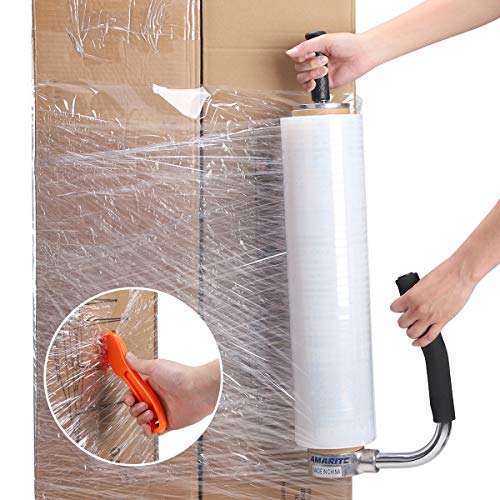Shrink Wrap Handle, 11-21.5 Inch Stretch Wrap Dispenser with Cutter - size: Attached with film cutter