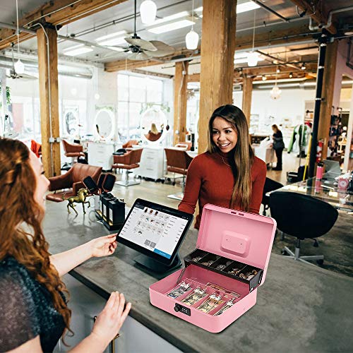 xydled Cash Box with Combination Lock, Metal Money Safe Storage Box, Pink - color: Pink Combination Lock