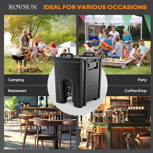 ROVSUN 12Gallon Insulated Beverage Dispenser, Ice and Hot Drink Server w/Handles, Faucet & 50 Cups, Food-grade LLDPE Drink Dispenser, Hot and Cold Beverage Server for Party Catering Event Restaurant - size: 12 Gallon