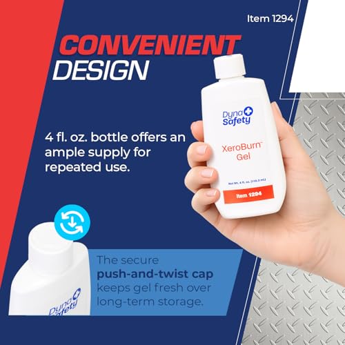 Dynarex XeroBurn Burn Gel with 2% Lidocaine - First Aid Essential for Minor Burns, Sunburns, and Insect Bites - 4 fl. oz. Bottles - 24 per Case