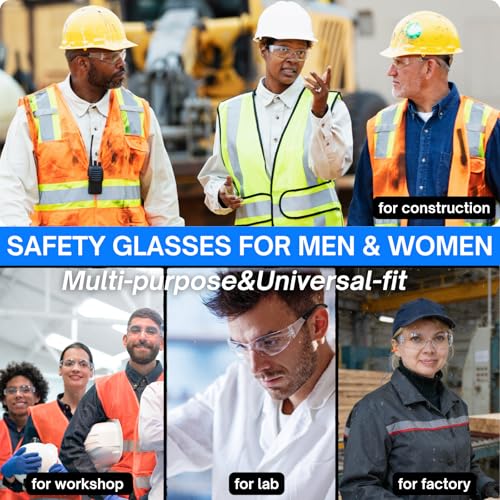 Safety Glasses Ansi Z87.1 Clear Safety Glasses Bulk Impact Scratch Resistant Lens Protective Eyewear for Men Women - color: 6pcs Clear