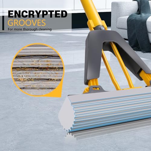Masthome PVA Sponge Mops for Floor Cleaning with 3 Squeeze Mop Heads - color: Yellow