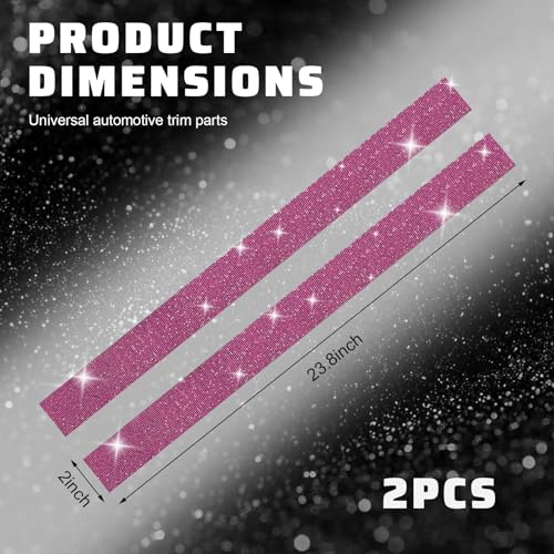 2 PCS Bling Car Door Sill Protector, Shiny Rhinestone Auto Door Entry Guard Bumper Anti-Scratch Strip, Crystal Threshold Sticker Cuttable Trunk Edge Protector (Pink, 23.8 × 2.0 inches) - color: Pink, size: 23.8 × 2.0 inches