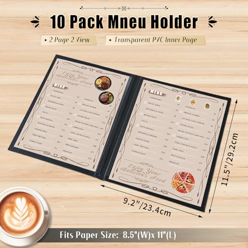Restaurant Menu Cover Holders, Coffee (10, 2 View (8.5"x11")) - size: 2 View (8.5" x 11")
