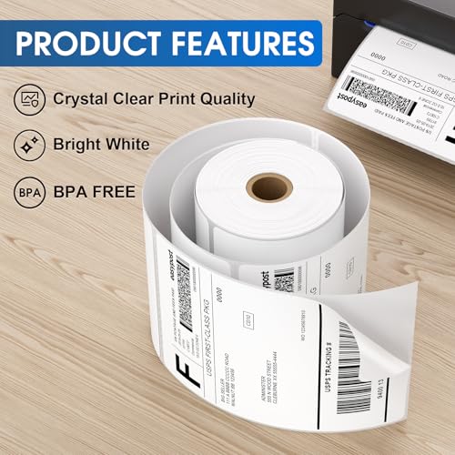 MaxGear 4" x 6" Direct Thermal Labels, 4000 Pcs/16 Rolls