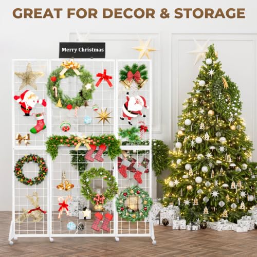 Foldable Grid Wall Panel, Gridwall Display Stand with Notice board - color: White