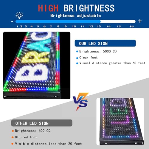 Programmable Scrolling Led sign Outdoor Digital Open Neon P10 115''x14'' - size: P10 152''X14''