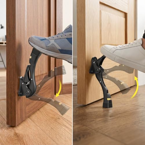 Door Stoppers, 4 Inch Kickdown Door Stop for Bottom of Door, Black, 2 Pack - color: Black, size: 2 Pack