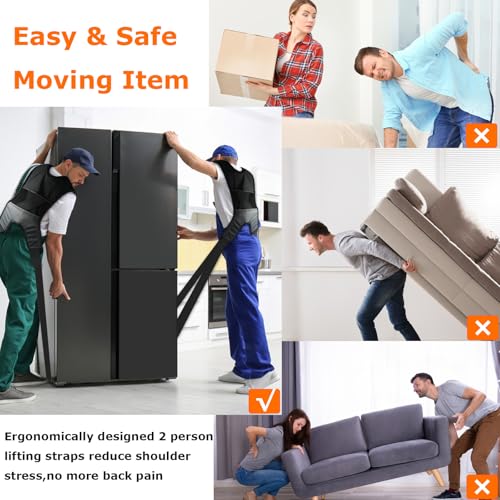 Furniture Moving Straps with Chest Buckle, 2-Person Lifting and Moving System, Adjustable Carrying Moving Shoulder Strap for Furniture, Appliances, Mattresses Heavy Objects up to 1000lbs - color: Black