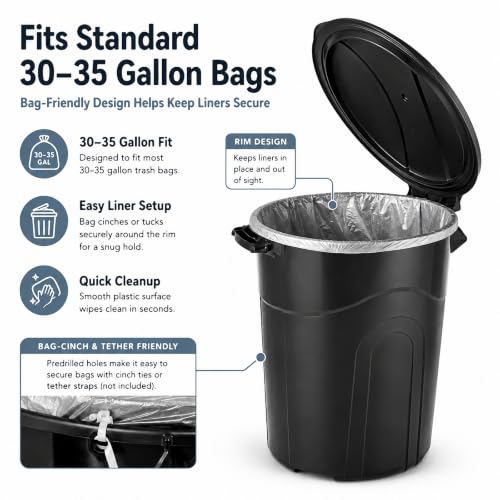 20 Gallon Outdoor Trash Can with Locking Lid, Plastic Garbage Bin - size: 20 Gallon