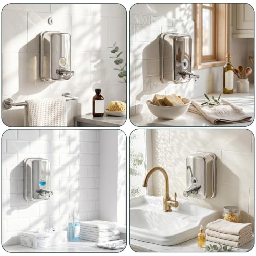 4 Pcs Commercial Soap Dispenser Wall Mount, Stainless Steel, 17 Fl oz