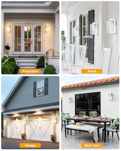 VIANIS Large Dawn to Dusk Outdoor Light Fixture, Easy to Install, Hardwired - color: White, size: Tall Dusk to Dawn 1-Pack