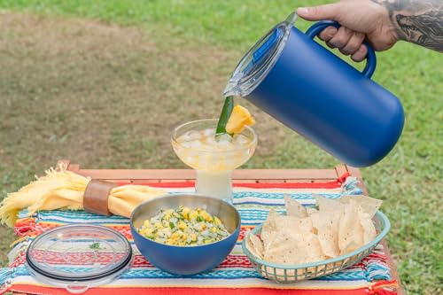 Served Premium Insulated Pitcher (2L/66oz) - Double Walled, Copper Lined Stainless Steel Pitcher with Lid - Vacuum Insulated Carafe for Hot Coffee, Tea, Iced Drinks, Water, Cocktails, and More - color: Berry