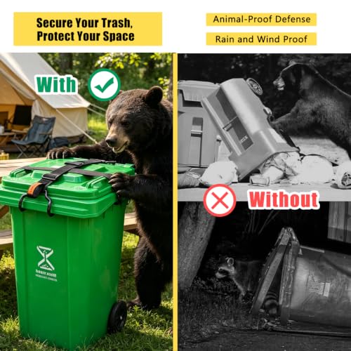 Trash Can Lid Lock Strap with Handle for Animals Proof & Windproof
