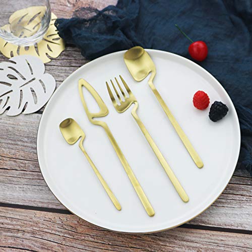 JASHII Silverware Set Satin Finish 24-Piece Stainless Steel Flatware Set Kitchen Utensil Set Service for 6 Tableware Cutlery Set Dishwasher Safe (Matte Gold) - color: Gold 24pcs, size: service 6