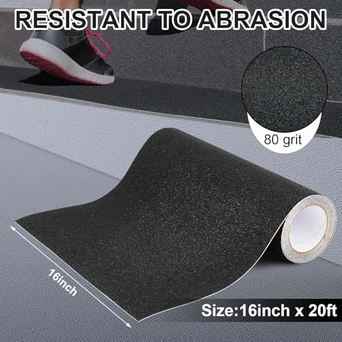 Watersay 8in x 20ft Widen Black Anti Slip Tape, 80grit Grip Tape, Non Skid - color: Black, size: 8in X 20ft