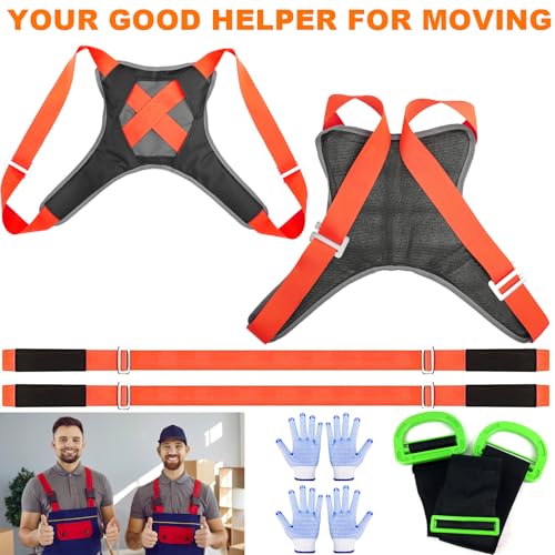 Moving Straps, 2-Person Adjustable Shoulder Moving Lifting Straps and 1-Person Handle Lifting System, Safety Easily for Moving Furniture, Appliances, Mattresses Heavy Objects up to 880lbs - color: Orange